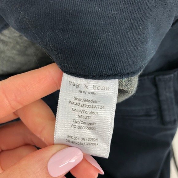 RAG & BONE Sofie Wide Leg Chino Pants Size 4 Salute Blue Cotton Relaxed Fit - Picture 11 of 13